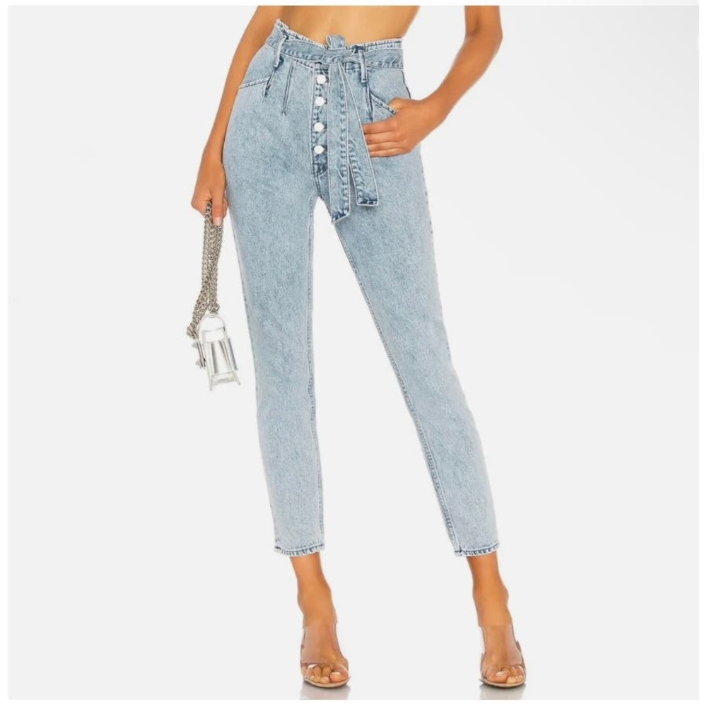 GRLFRND Daphne Womens 30x27 Paper Bag High Rise Button Fly‎ Jeans